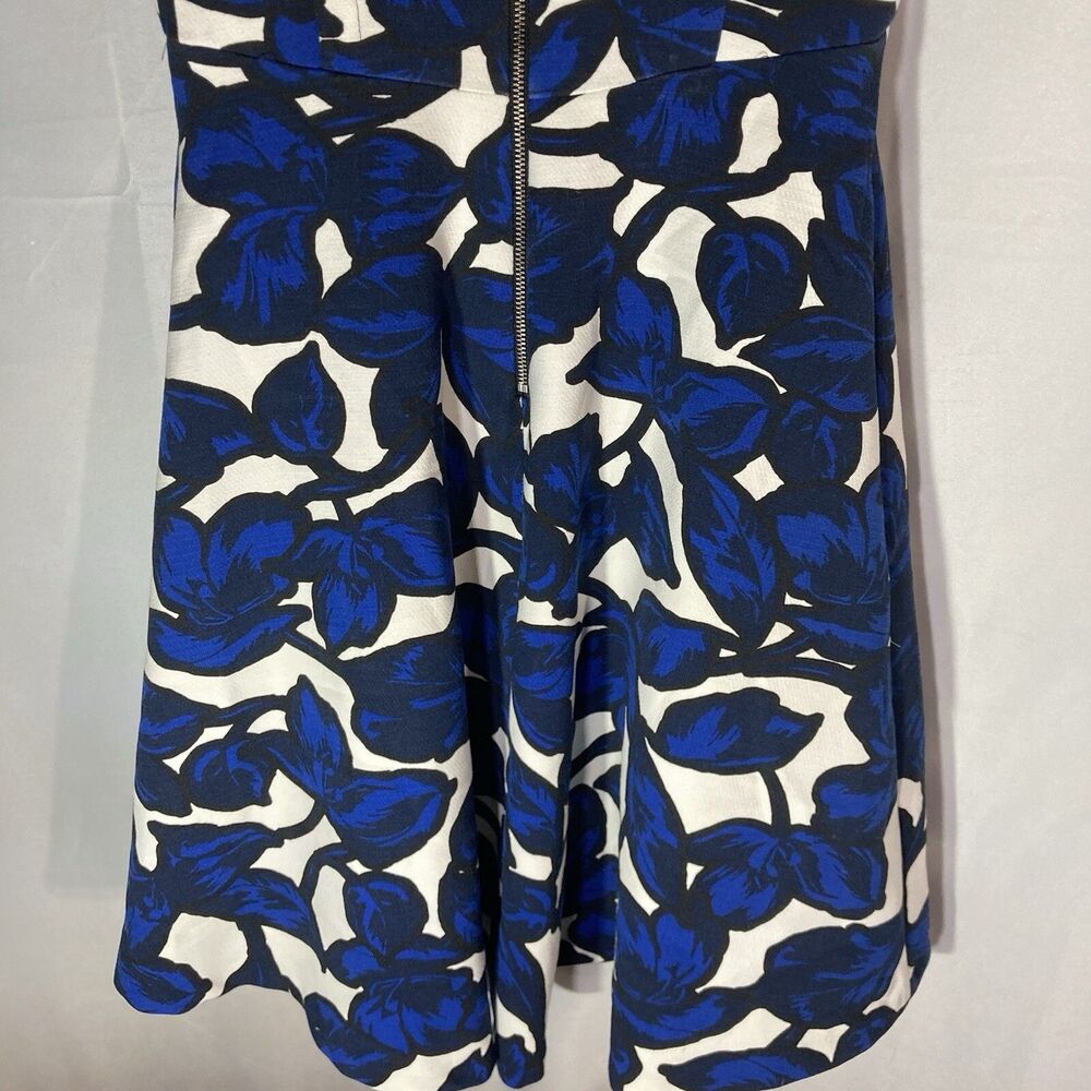 BANANA REPUBLIC white blue black floral sleeveless aline dress 2 - Picture 8 of 9